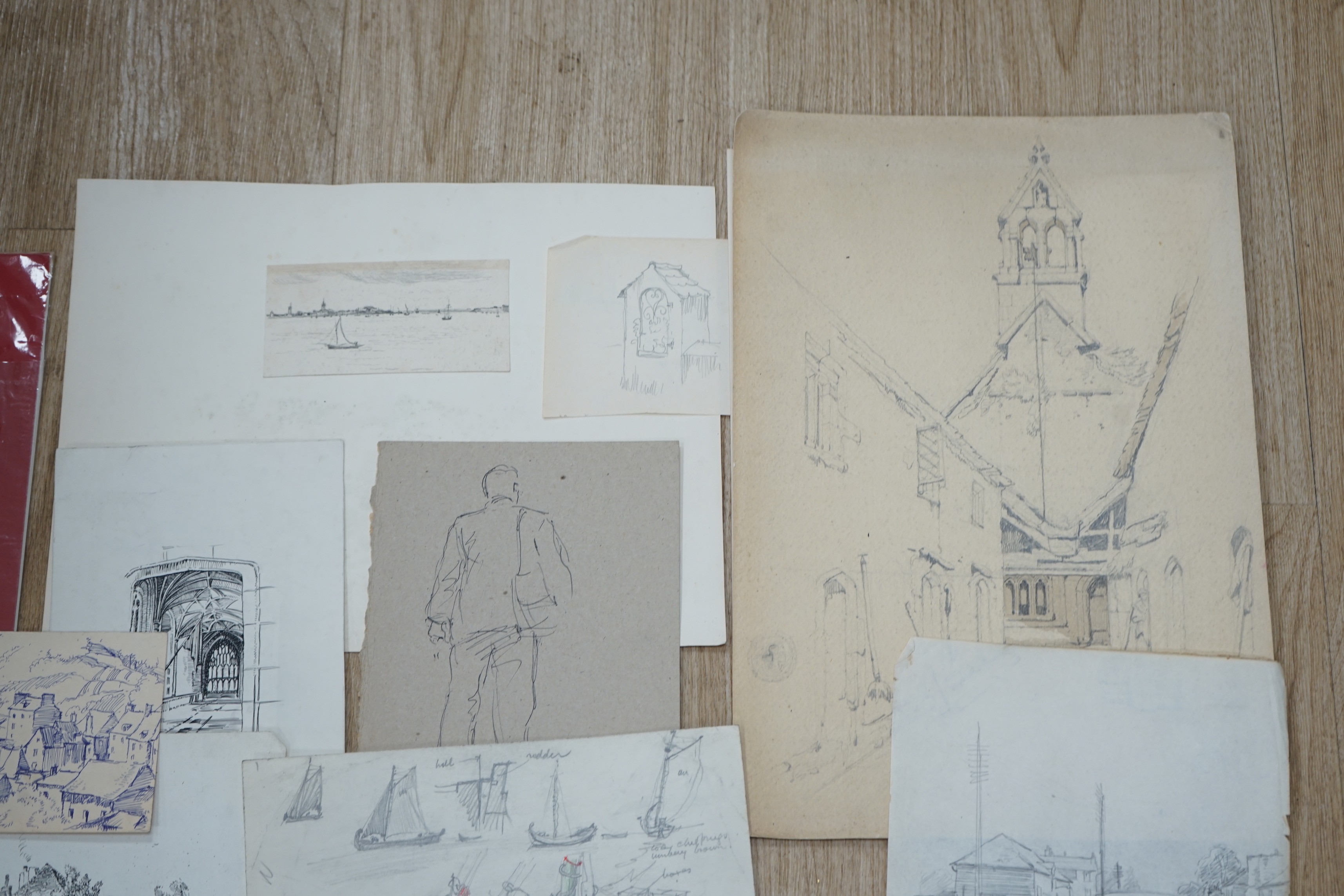 A folio of assorted drawings and watercolours, 18th century and later